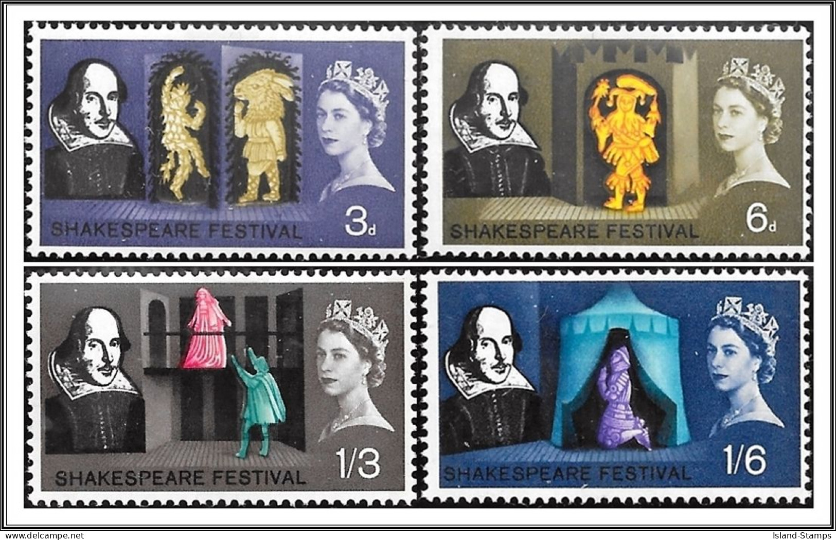 SG646p-649p 1964 Shakespeare Festival Stamp Set (Phosphor) Unmounted Mint Hrd2d - Unused Stamps