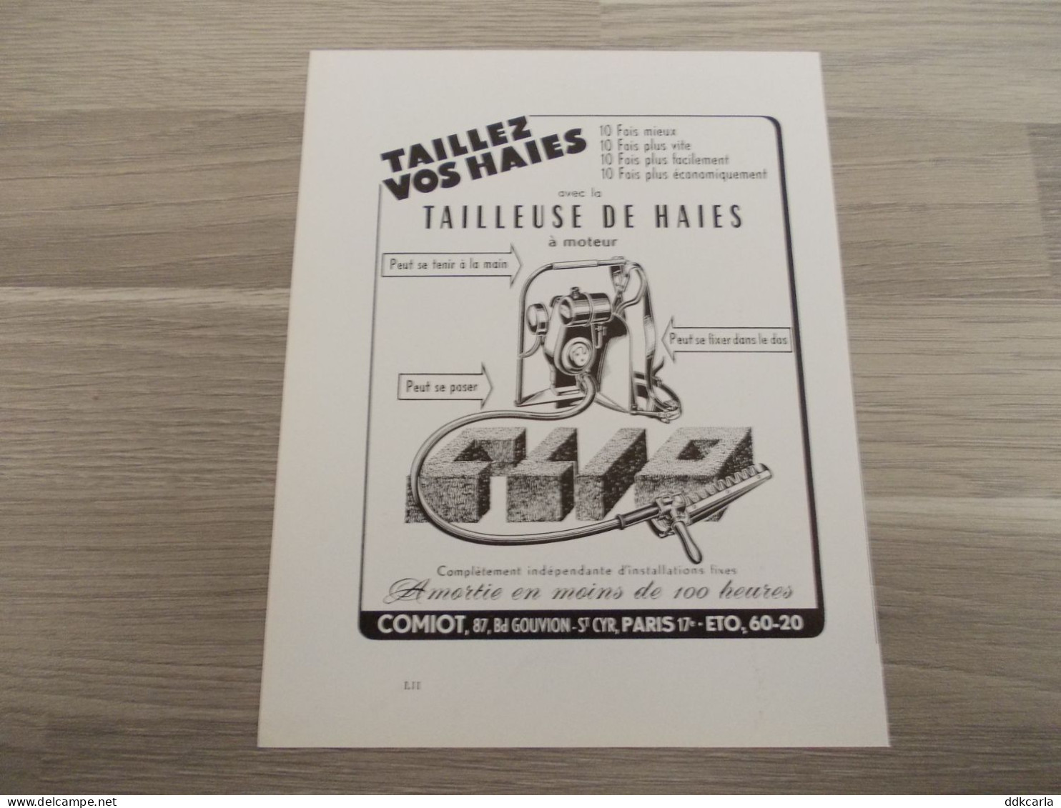 Reclame Advertentie Uit Oud Tijdschrift 1957 - La Tilleuse De Haies à Moteur - Reclame