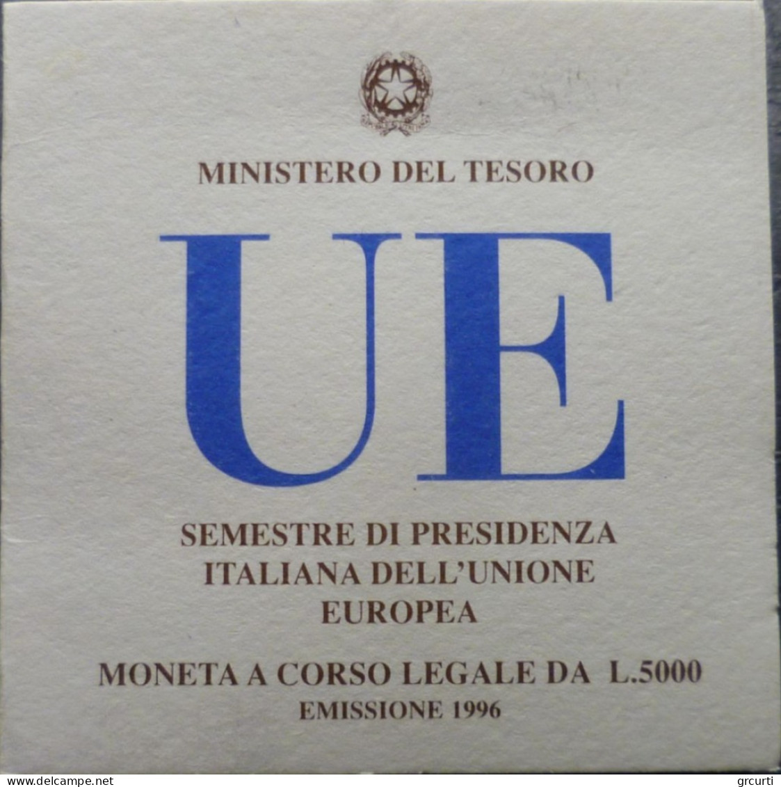 Italia - 5000 Lire 1996 - Semestre Di Presidenza Dell'Unione Europea - 5 000 Lire