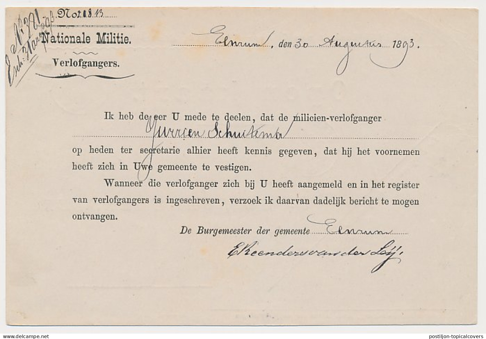 Kleinrondstempel Eenrum 1893 - Unclassified