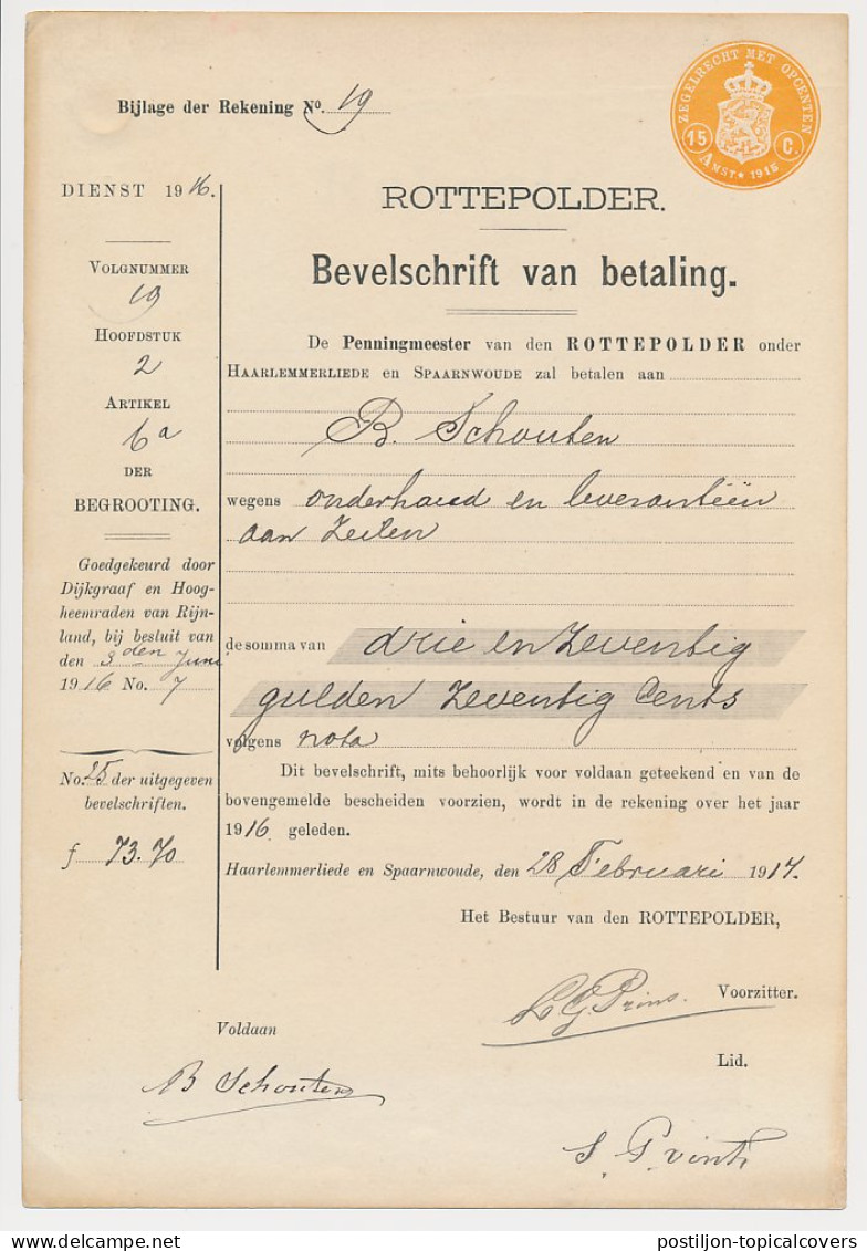 Fiscaal Droogstempel 15 C. ZEGELRECHT MET OPCENTEN AMST. 1915 - Fiscaux