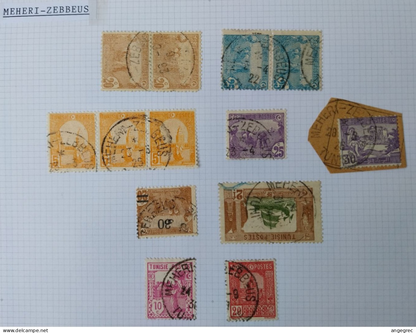 Tunisie Lot Timbre Oblitération Choisies Meheri Zebbeus Dont  Fragment  à Voir - Used Stamps