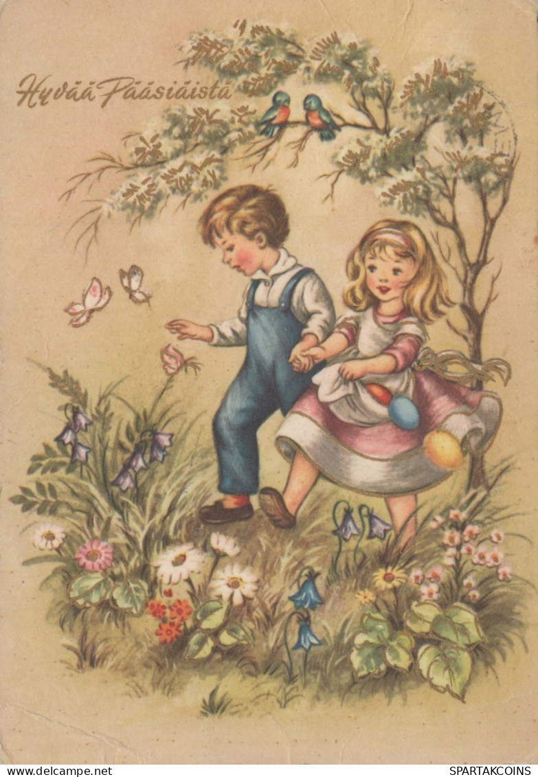 EASTER CHILDREN Vintage Postcard CPSM #PBO299.GB - Pasqua