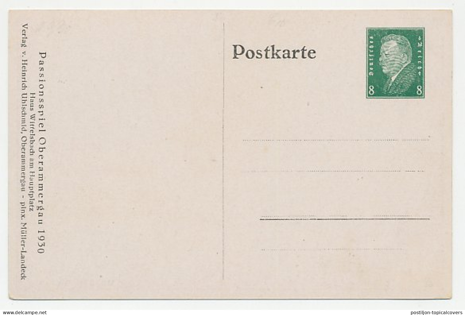 Postal Stationery Germany 1930 House Wittelsbach - Dog - Passion Play Oberammergau - Familias Reales