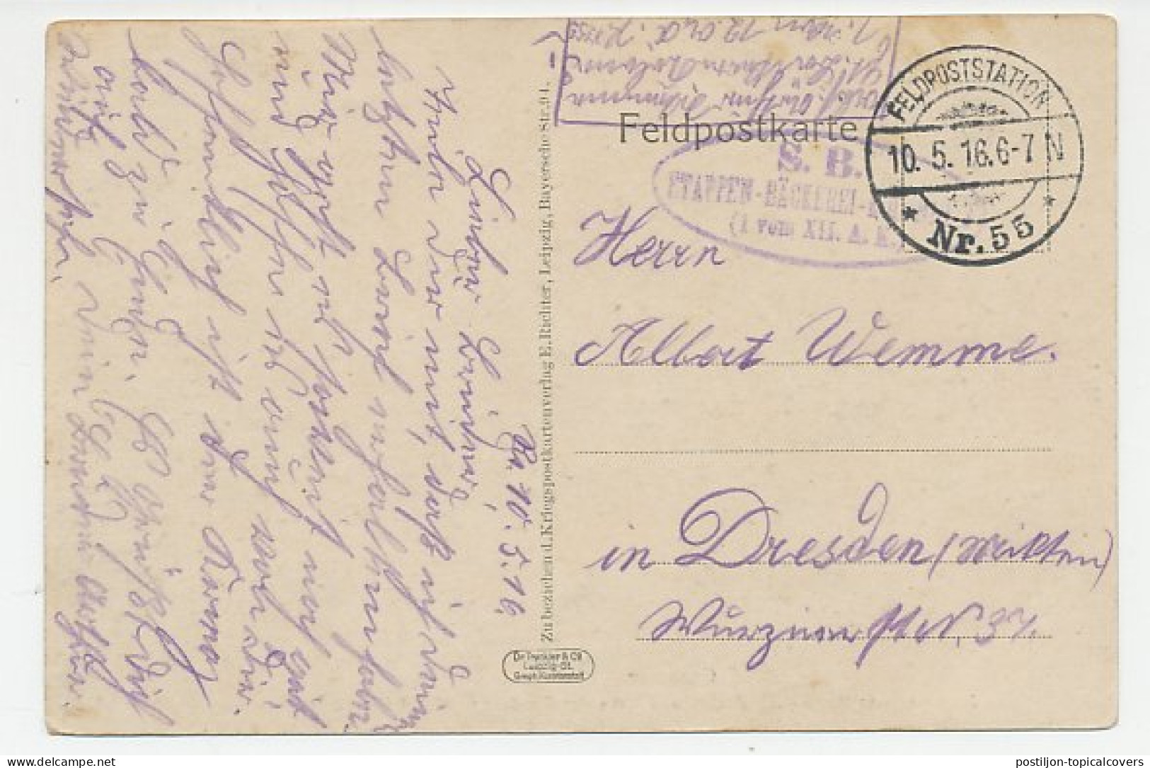 Fieldpost Postcard Germany / France 1916 Craonne - WWI - Prima Guerra Mondiale