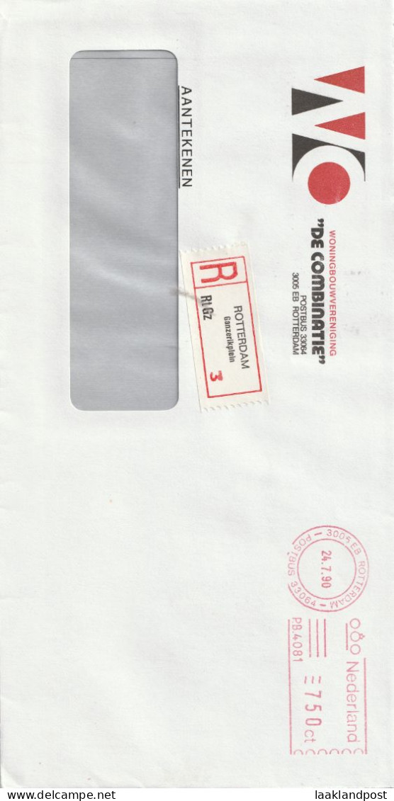 NL Aangetekend R Rotterdam Ganzerikplein Woningbouwvereniging De Combinatie Rotterdam 24-7-1990 - Postal History