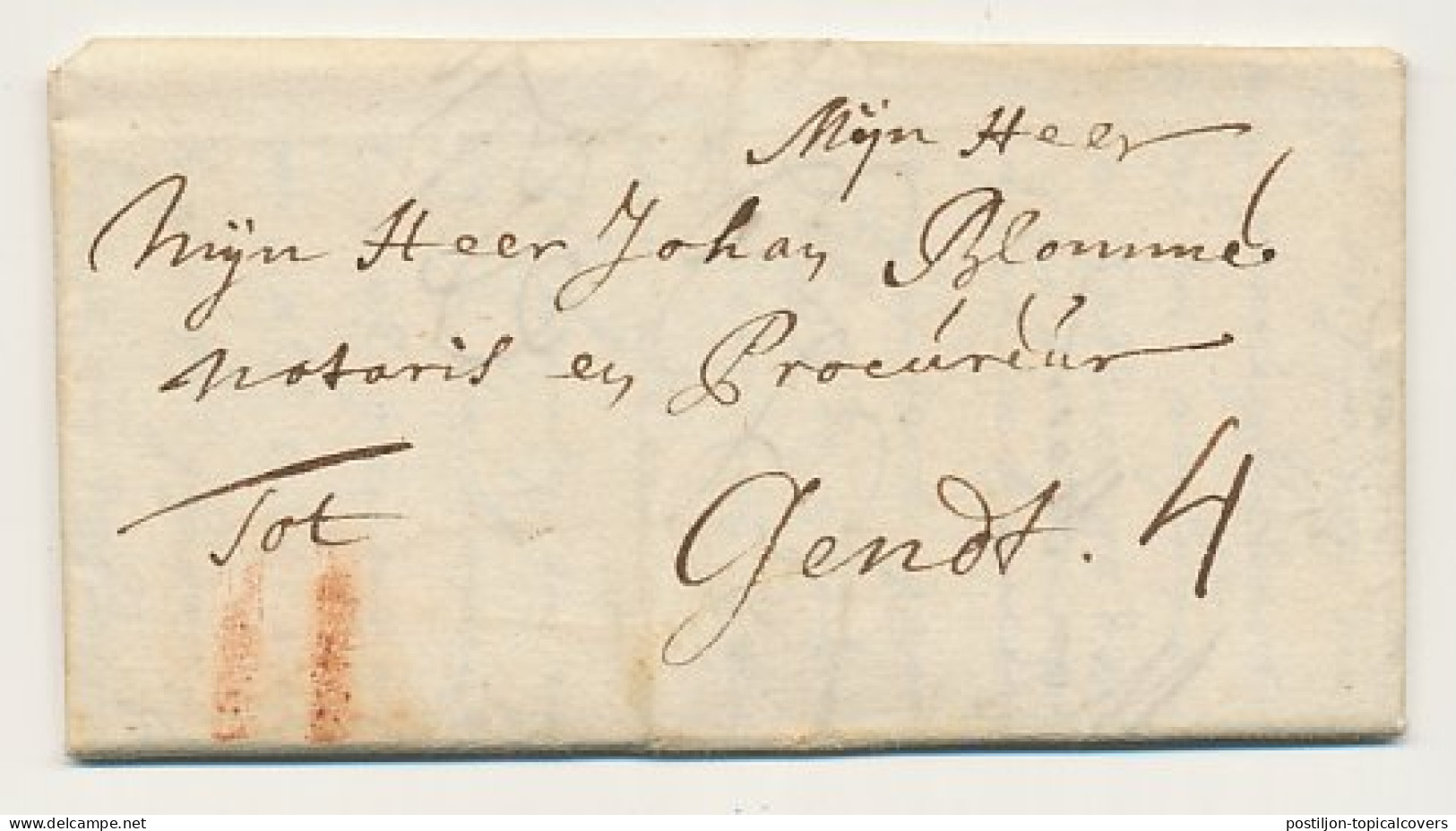Breda - Gent Belgie 1725 - Geschreven Postmerk B - ...-1852 Voorlopers