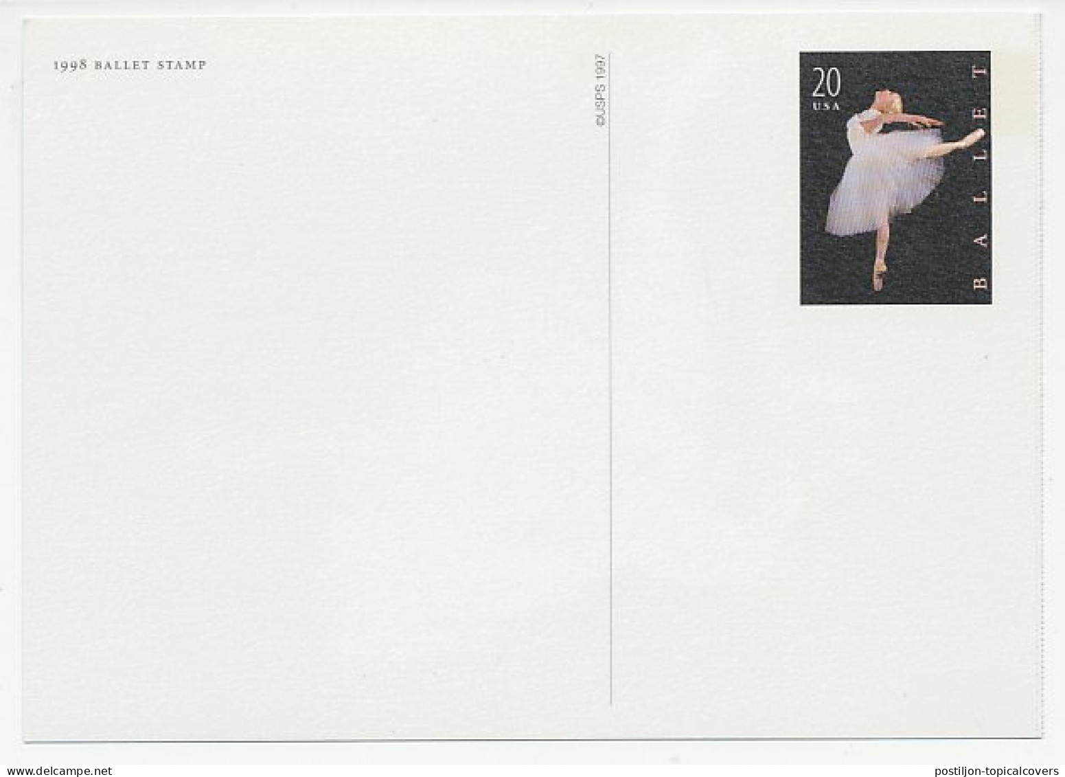 Postal Stationery USA 1998 Ballet - Ballerina - Baile