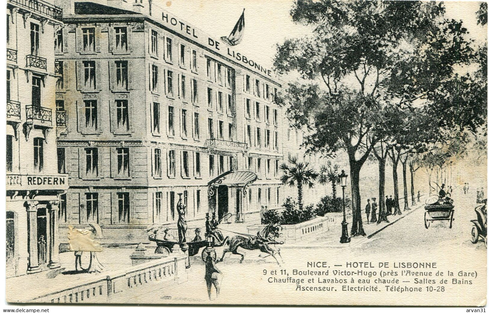 N  I  C  E   -    HÔTEL De LISBONNE - 9 Et 11 BOULEVARD VICTOR HUGO  -  BELLE CARTE ILLUSTREE - - Cafés, Hôtels, Restaurants