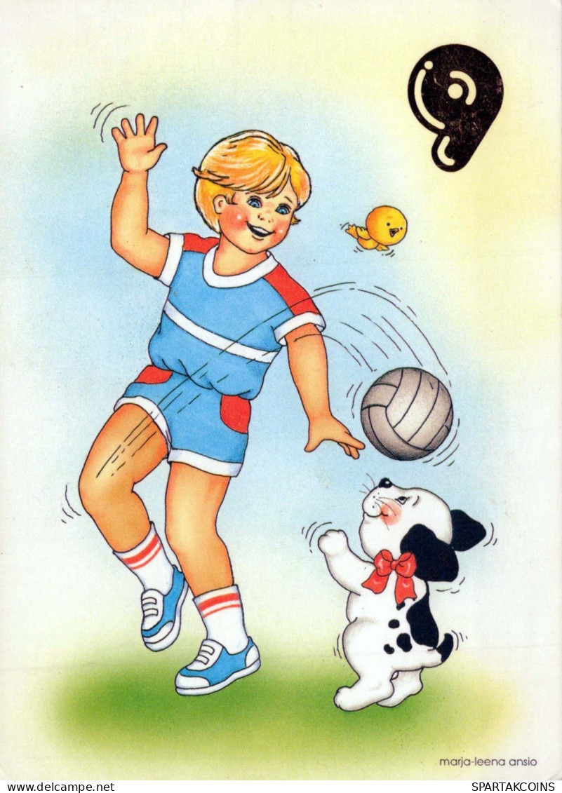 FELIZ CUMPLEAÑOS 9 Año De Edad NIÑO NIÑOS Vintage Tarjeta Postal CPSM #PBT998.ES - Birthday