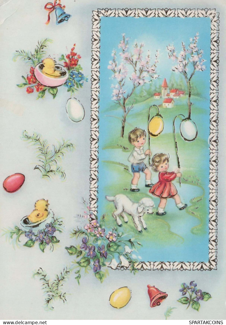 PASCUA NIÑOS HUEVO Vintage Tarjeta Postal CPSM #PBO300.ES - Pasqua