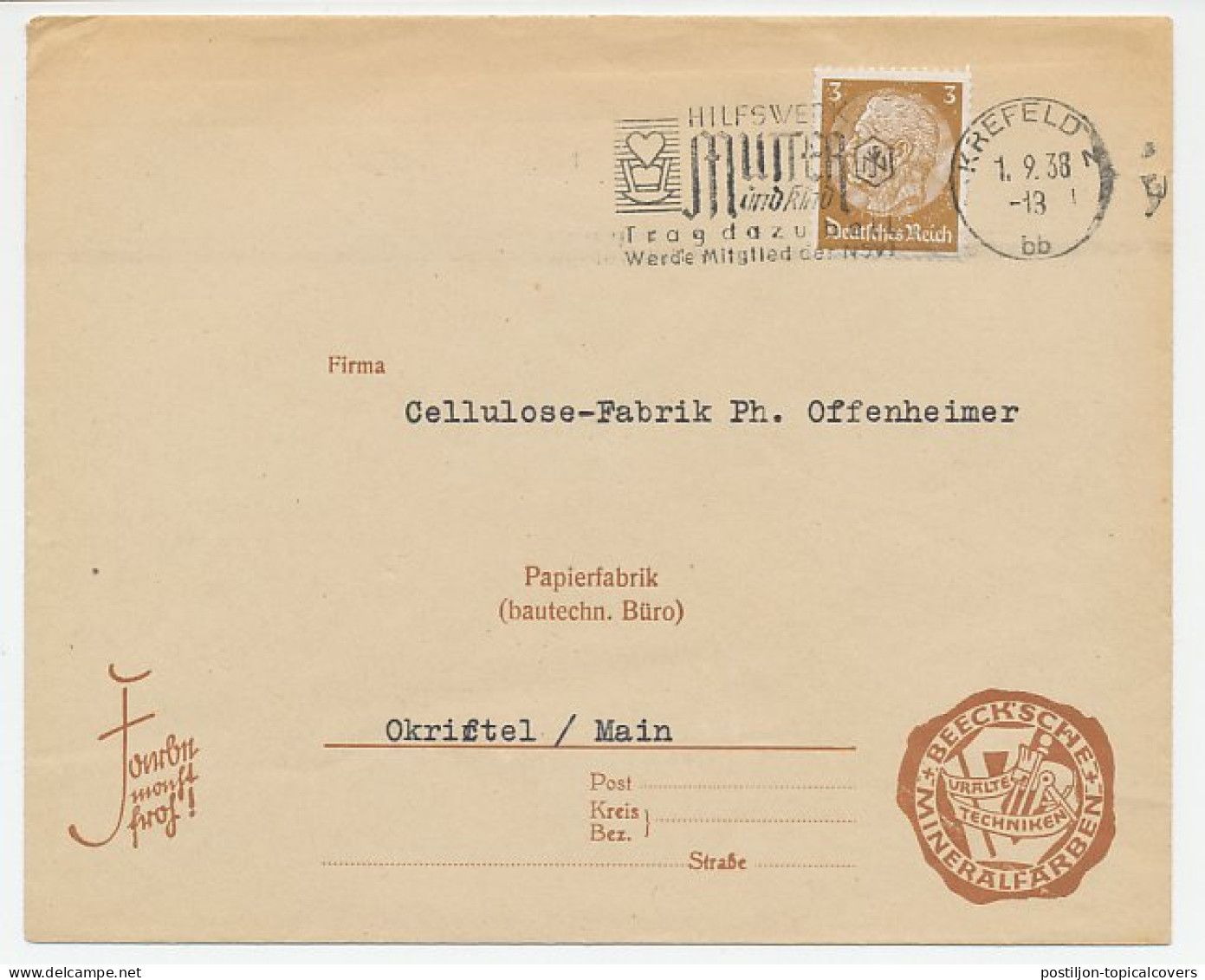 Cover / Postmark Deutsches Reich / Germany 1938 Mother And Child - Otros & Sin Clasificación