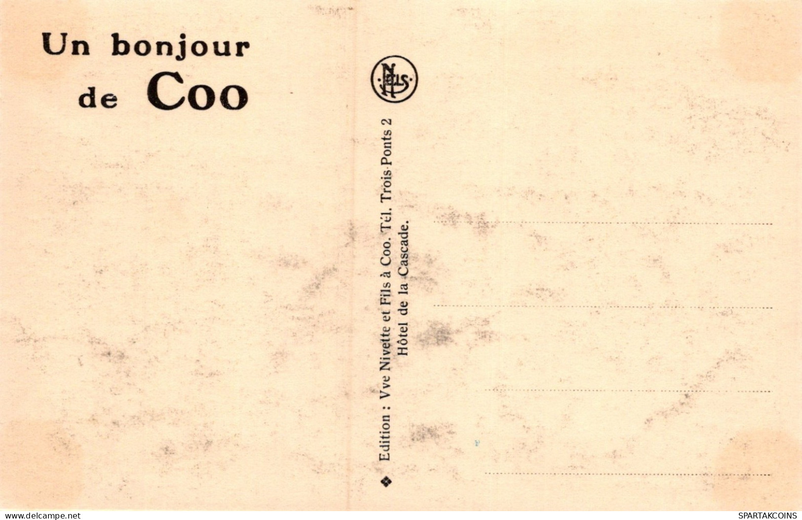 BELGIQUE CASCADE DE COO Province De Liège Carte Postale CPA Unposted #PAD099.FR - Stavelot