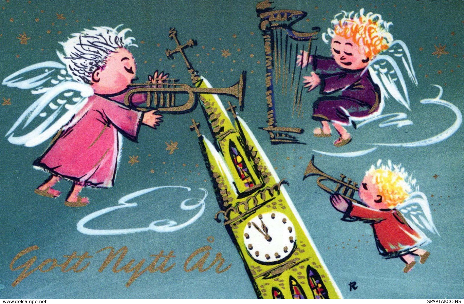 ANGE Noël Vintage Carte Postale CPSMPF #PKD676.FR - Anges