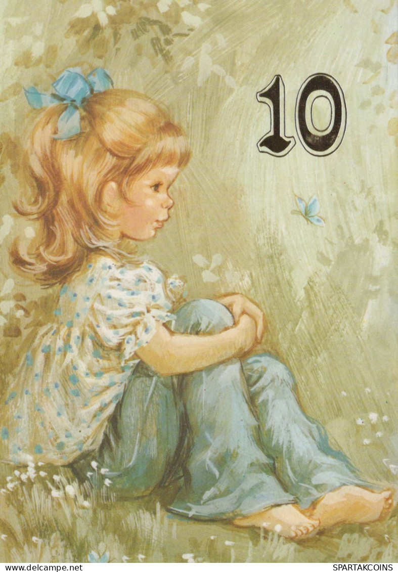 JOYEUX ANNIVERSAIRE 10 Ans FILLE ENFANTS Vintage Postal CPSM #PBT878.FR - Birthday