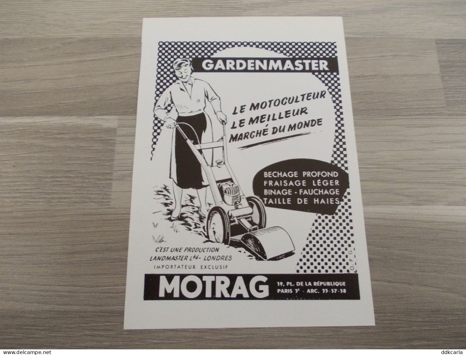 Reclame Advertentie Uit Oud Tijdschrift 1957 - Gardenmaster Le Motoculteur Une Production De Landmaster Londres - Advertising