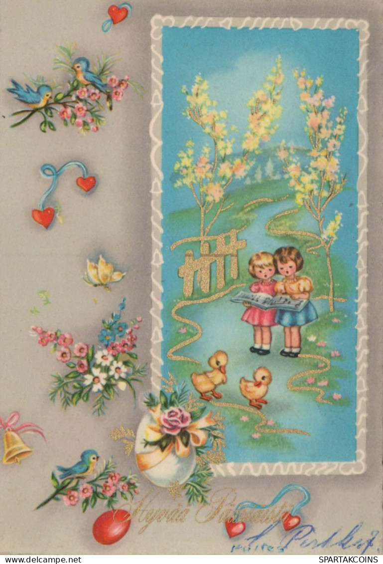 PÂQUES ENFANTS ŒUF Vintage Carte Postale CPSM #PBO301.FR - Ostern