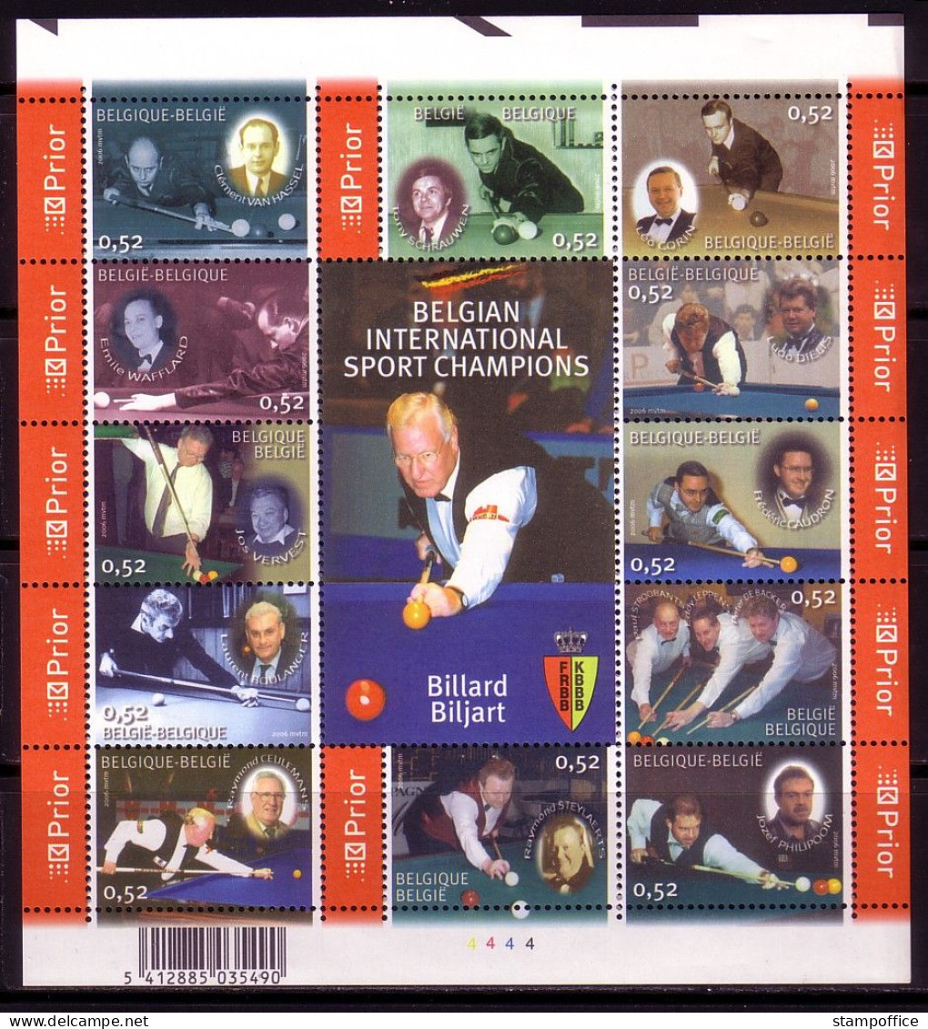 BELGIEN MI-NR. 3551-3562 POSTFRISCH(MINT) KLEINBOGEN BILLARD 2006 - 1961-2001