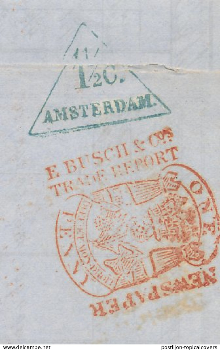 Amsterdam 1 1/2 C. Drukwerk Driehoekstempel 1848 - Fiscali