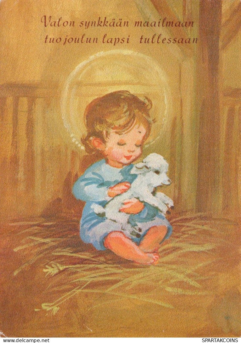 ENFANTS Scène Paysage Bébé JÉSUS Vintage Carte Postale CPSM #PBB528.FR - Scènes & Paysages