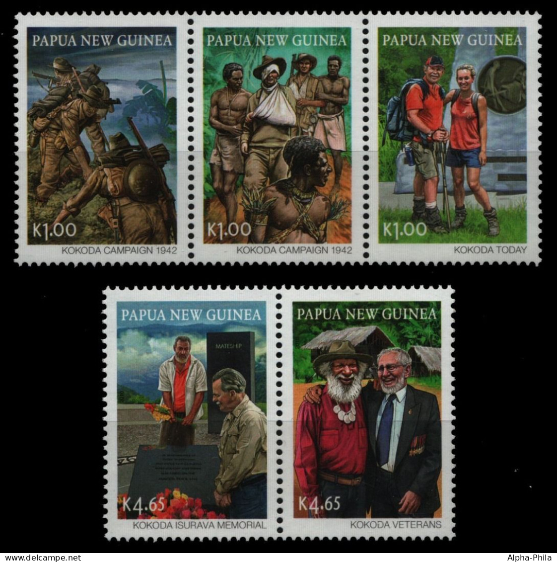 Papua-Neuguinea 2010 - Mi-Nr. 1531-1535 ** - MNH - Kokoda-Trail - Papua-Neuguinea
