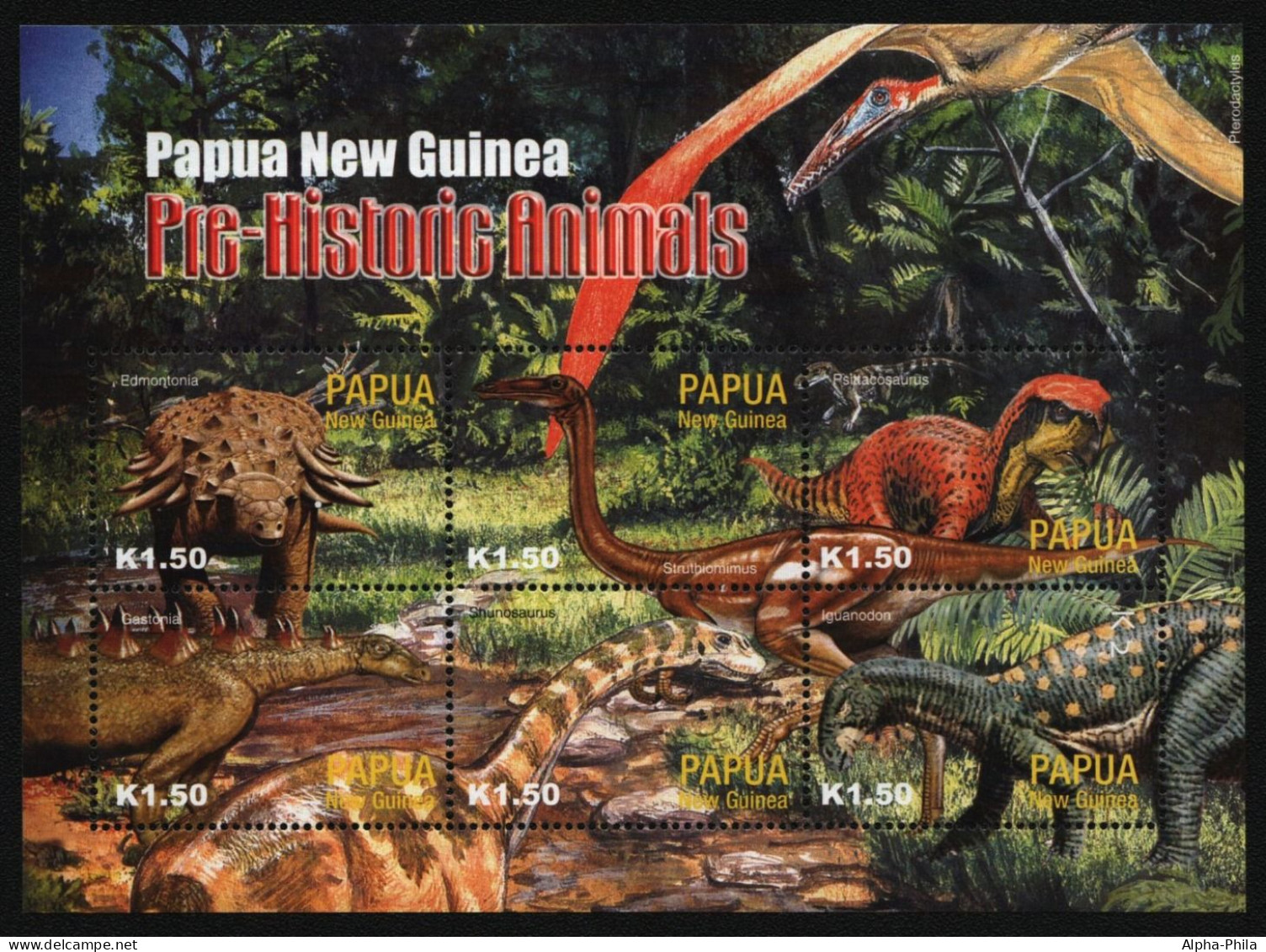 Papua-Neuguinea 2004 - Mi-Nr. 1051-1056 ** - MNH - Dinosaurier / Dinosaurs - Papua-Neuguinea