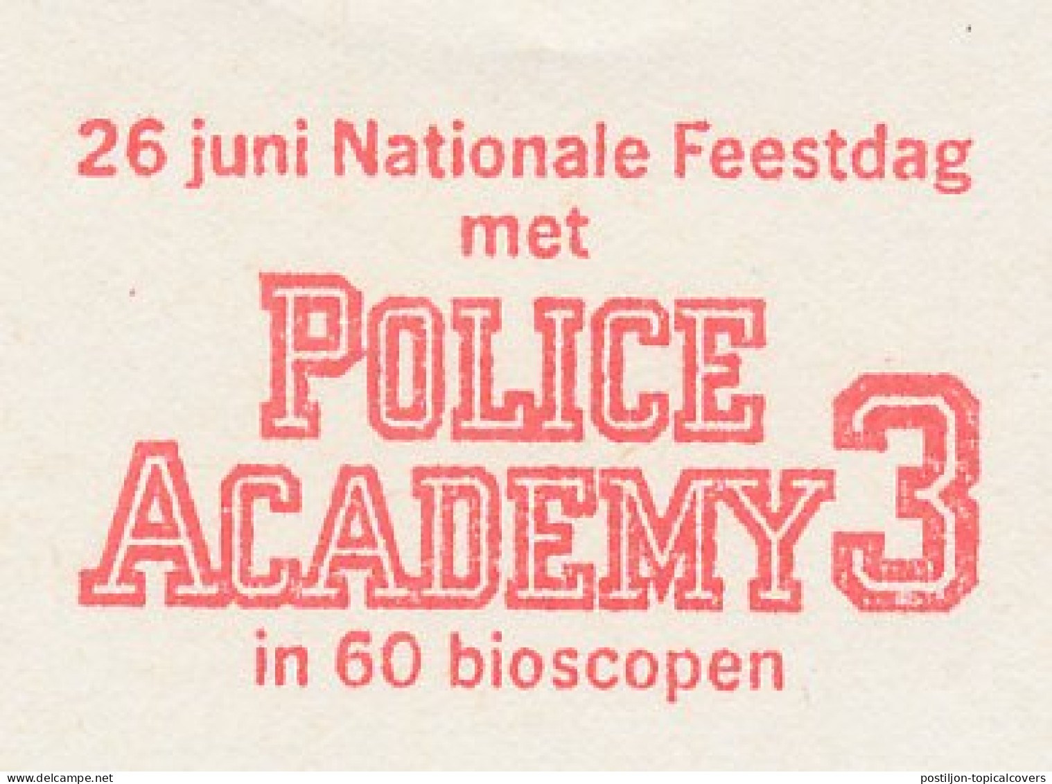 Meter Proof / Test Strip Netherlands 1986 - Frama 10505 Police Academy 3 - Movie - Cinema