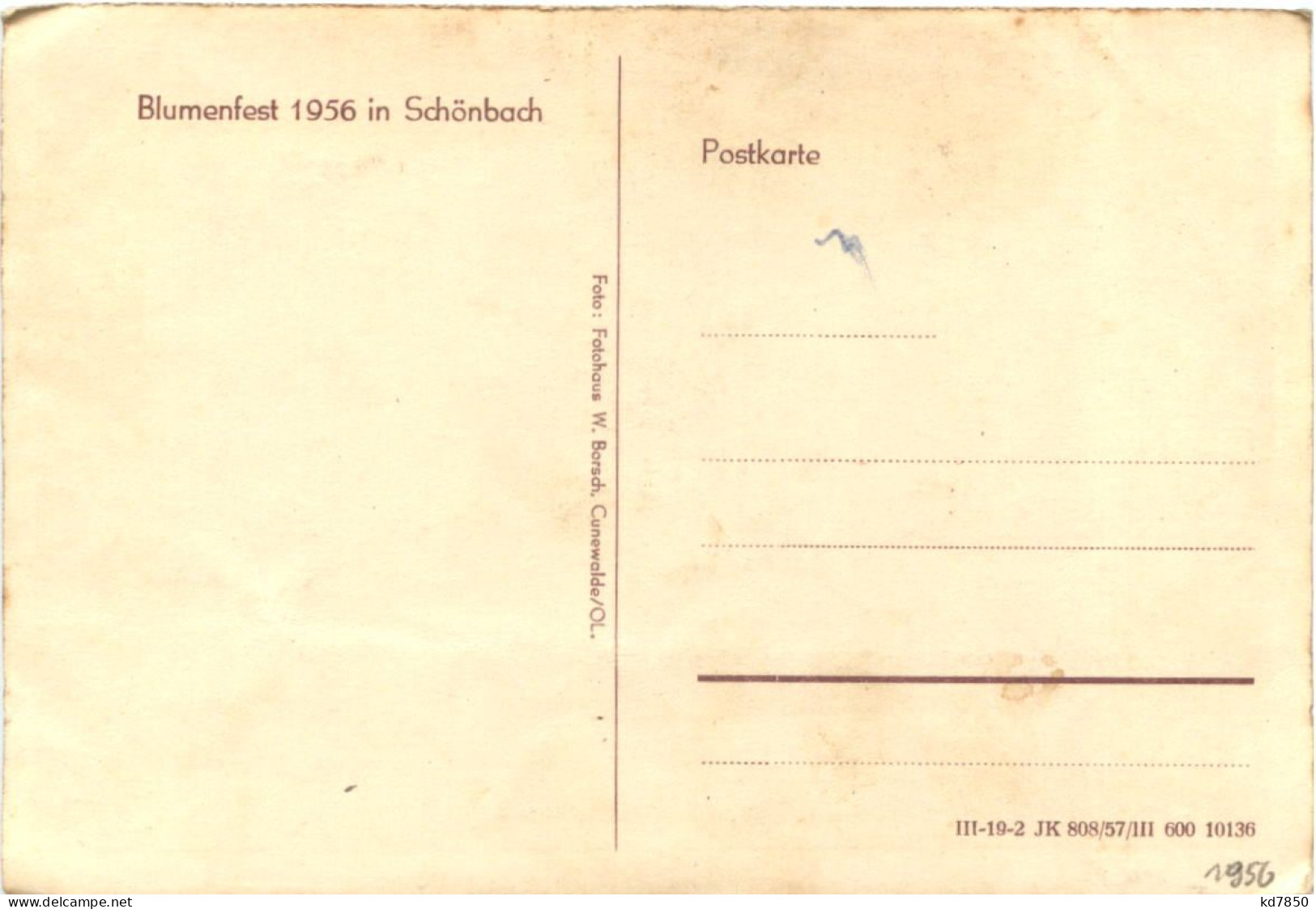 Schönbach Sachsen - Blumenfest 1956 - Goerlitz