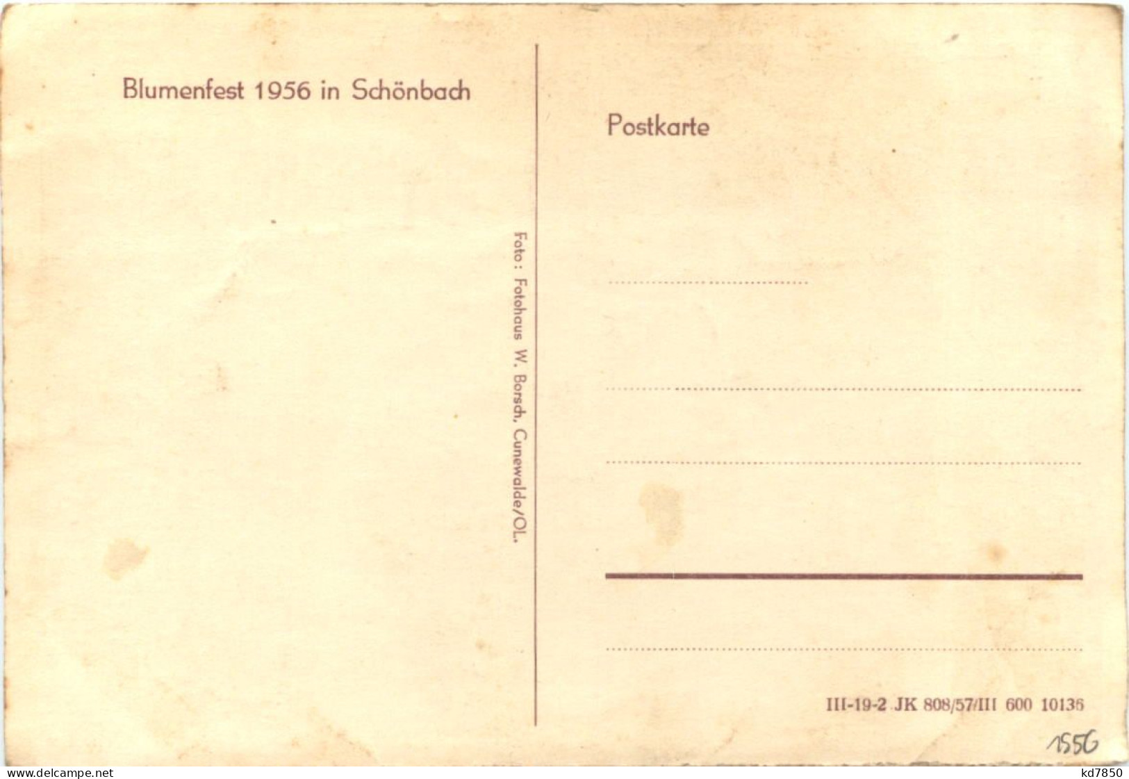 Schönbach Sachsen - Blumenfest 1956 - Goerlitz