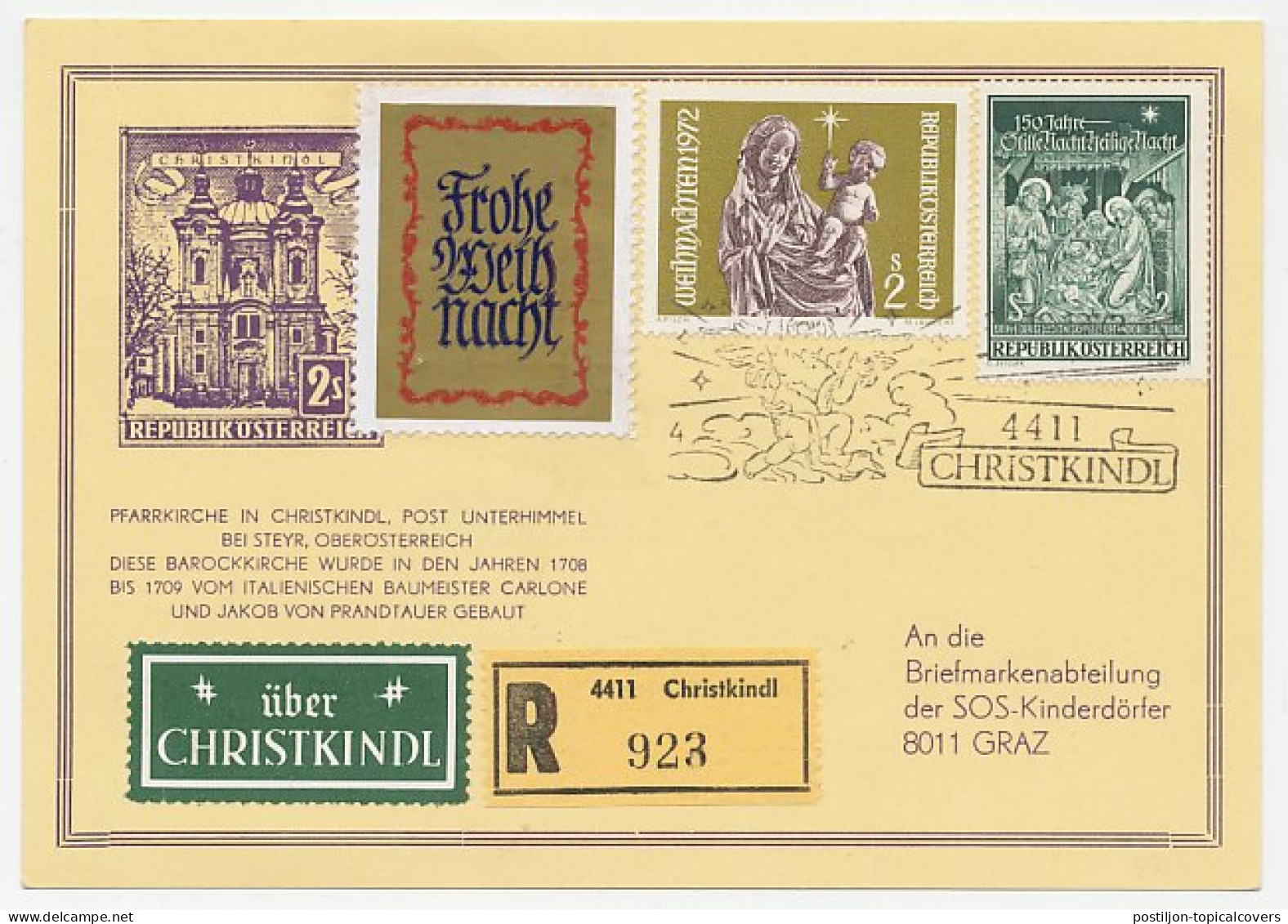 Registered Card / Postmark Austria 1972 Christkindl - Christmas