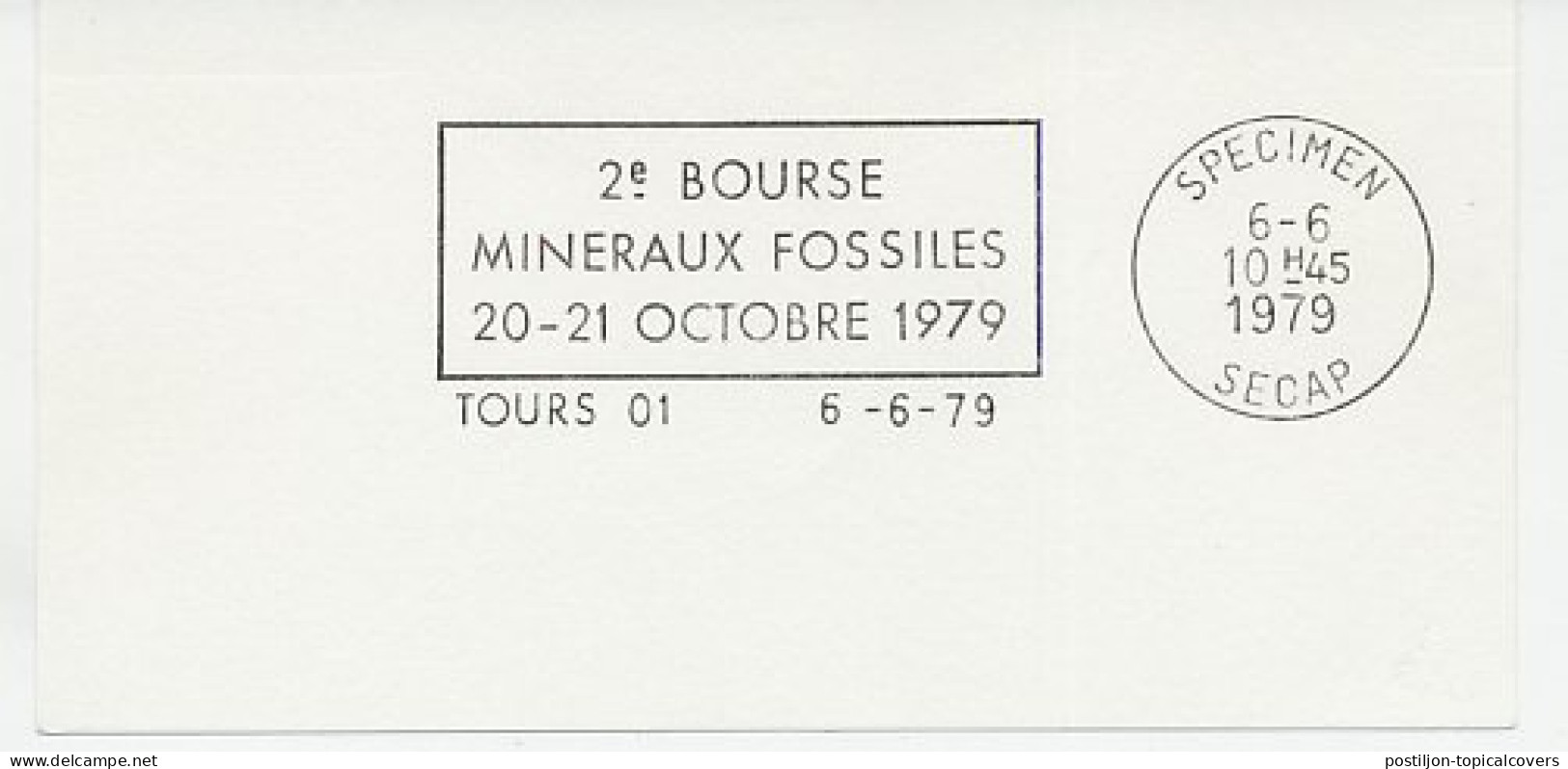 Specimen Postmark Card France 1979 Minerals - Fossil Fair - Andere & Zonder Classificatie