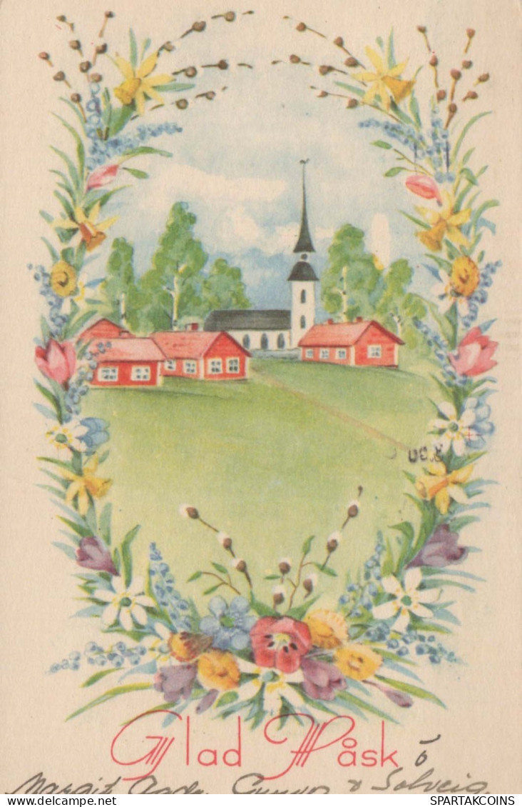 OSTERN KIRCHE Vintage Ansichtskarte Postkarte CPA #PKE255.DE - Ostern