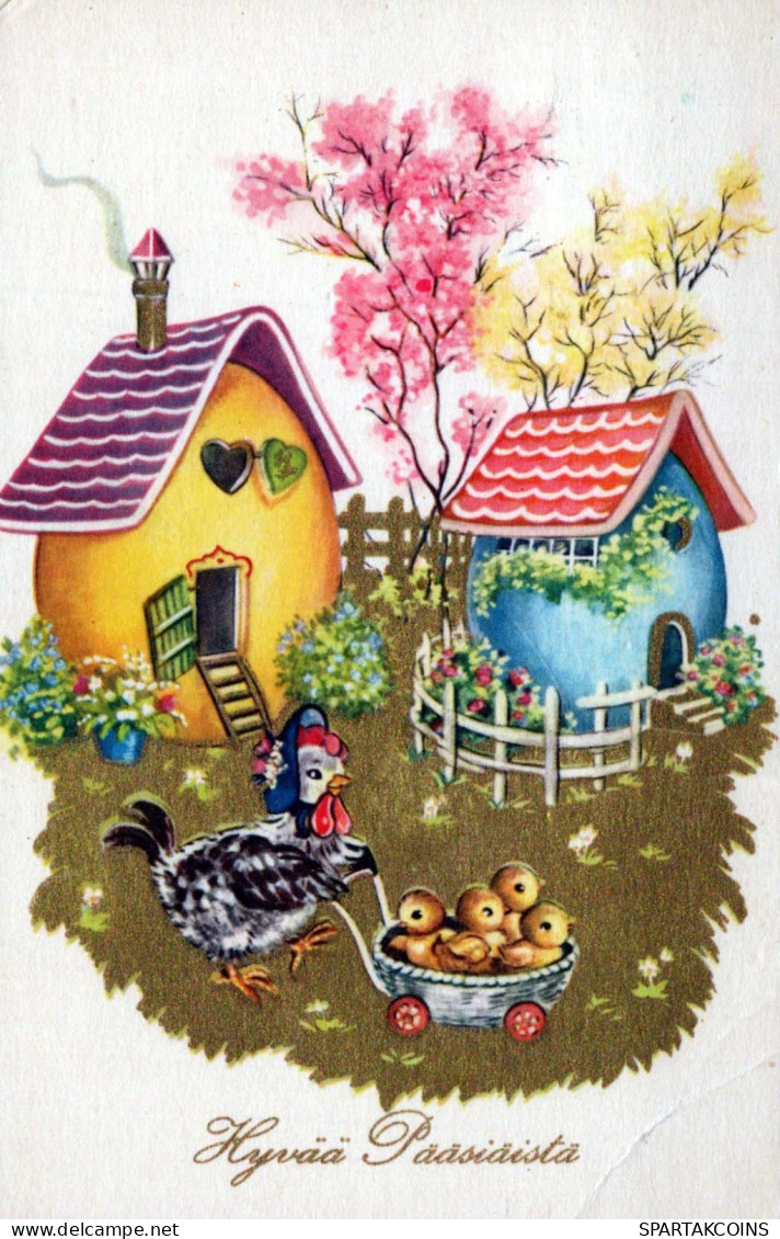 OSTERN HUHN EI Vintage Ansichtskarte Postkarte CPA #PKE191.DE - Pâques