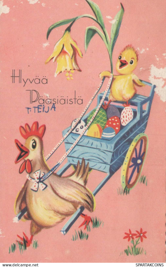 OSTERN HUHN EI Vintage Ansichtskarte Postkarte CPA #PKE062.DE - Pâques