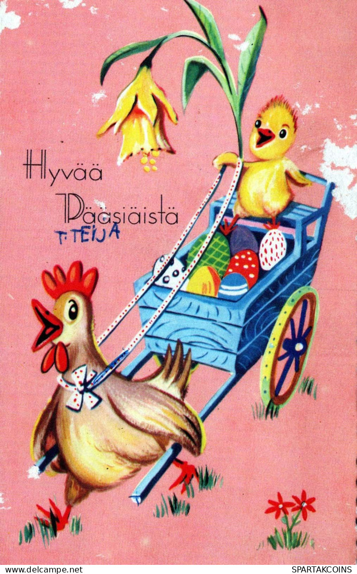 OSTERN HUHN EI Vintage Ansichtskarte Postkarte CPA #PKE062.DE - Pâques