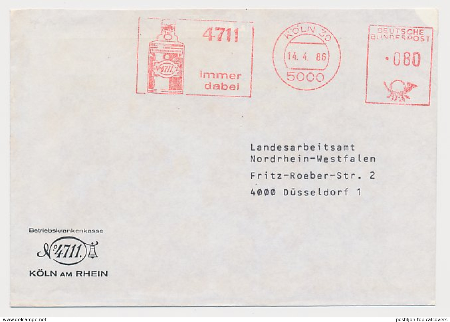 Meter Cover Germany 1986 4711 Eau De Cologne - Other & Unclassified