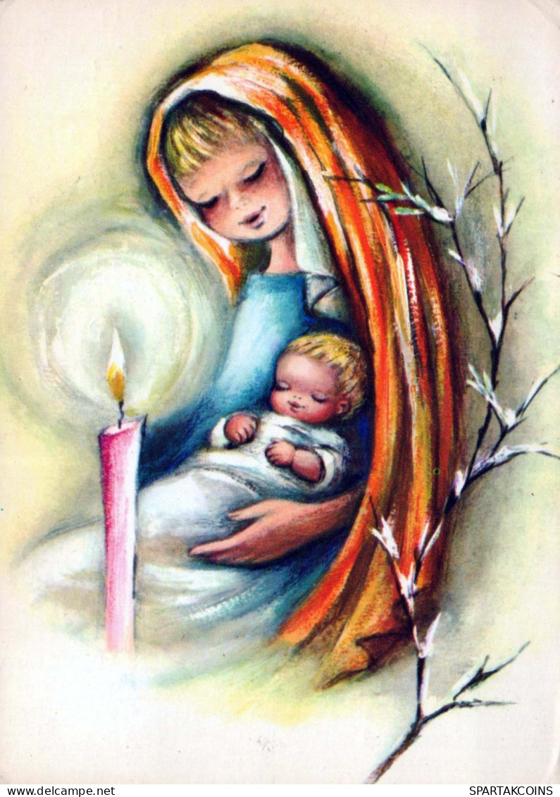 Jungfrau Maria Madonna Jesuskind Weihnachten Religion Vintage Ansichtskarte Postkarte CPSM #PBP941.DE - Maagd Maria En Madonnas