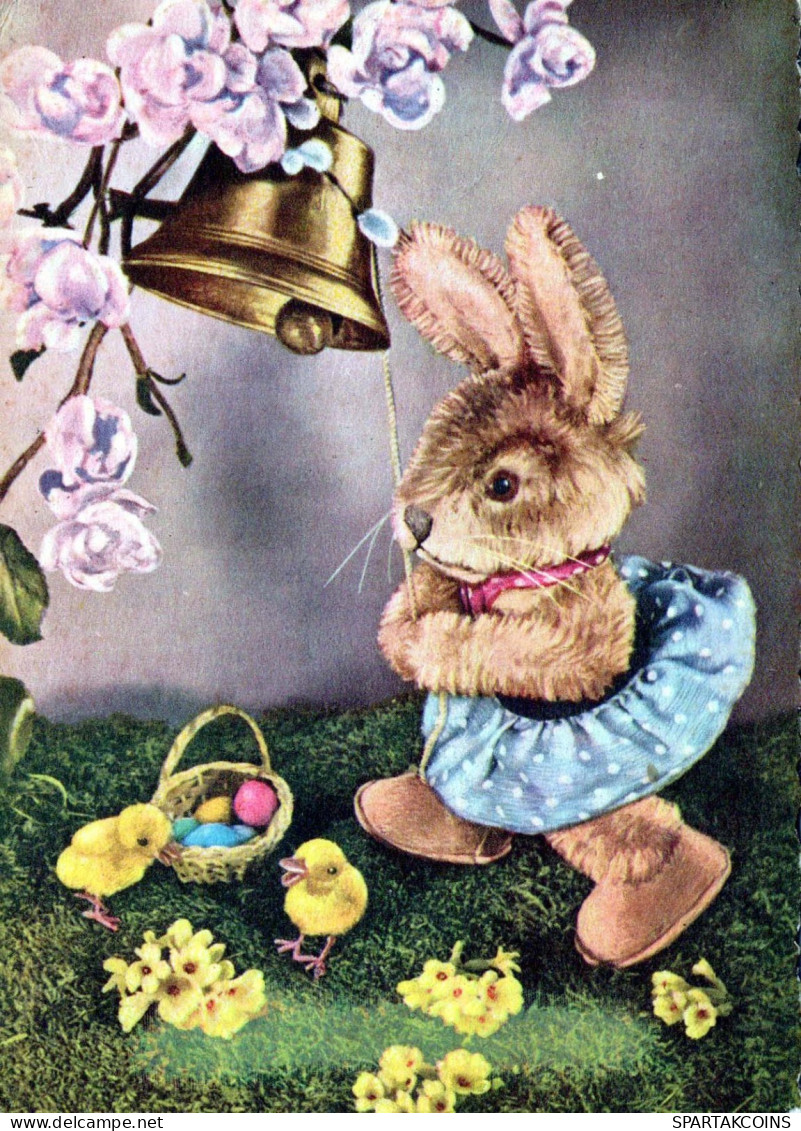 OSTERN KANINCHEN EI Vintage Ansichtskarte Postkarte CPSM #PBO369.DE - Pâques