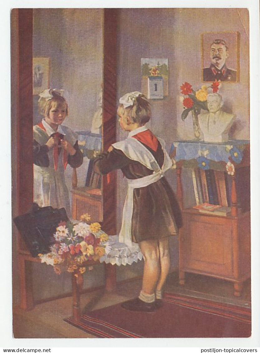Postal Stationery Soviet Union 1954 First Schoolday - Girl - Stalin - Books - Ohne Zuordnung