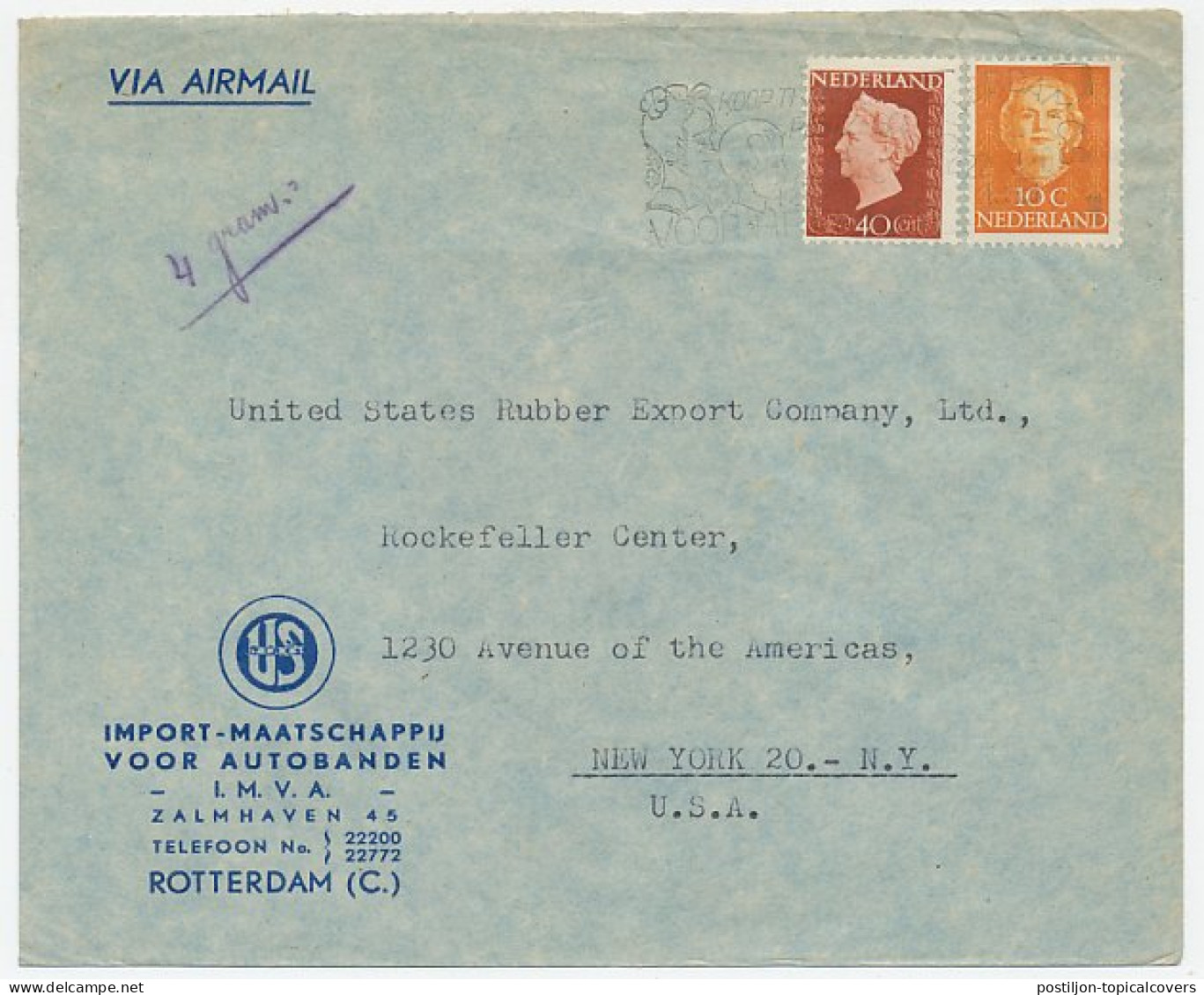 Em. Hartz / En Face Rotterdam - USA 1949 - Sluitzegel - Ohne Zuordnung