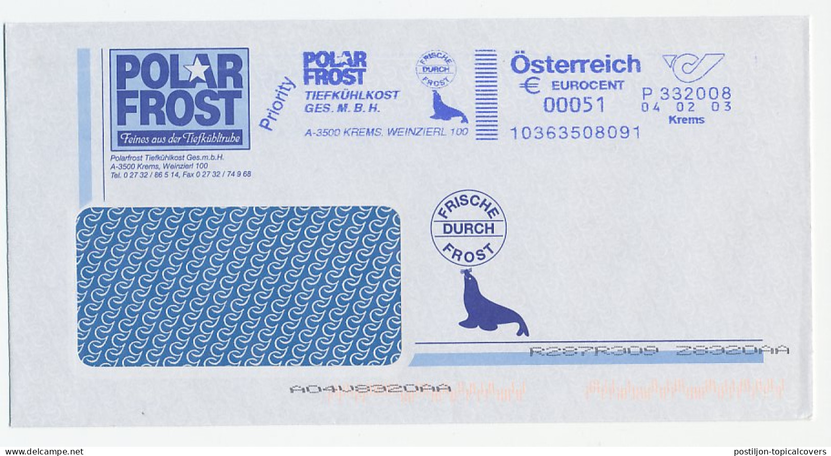 Meter Cover Austria 2003 Seal - Sea Lion - Circus - Other & Unclassified