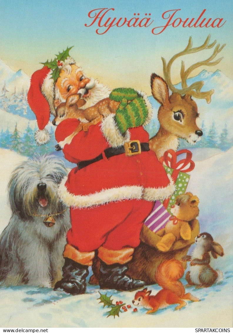 WEIHNACHTSMANN SANTA CLAUS TIERE WEIHNACHTSFERIEN Vintage Postkarte CPSM #PAK522.DE - Santa Claus