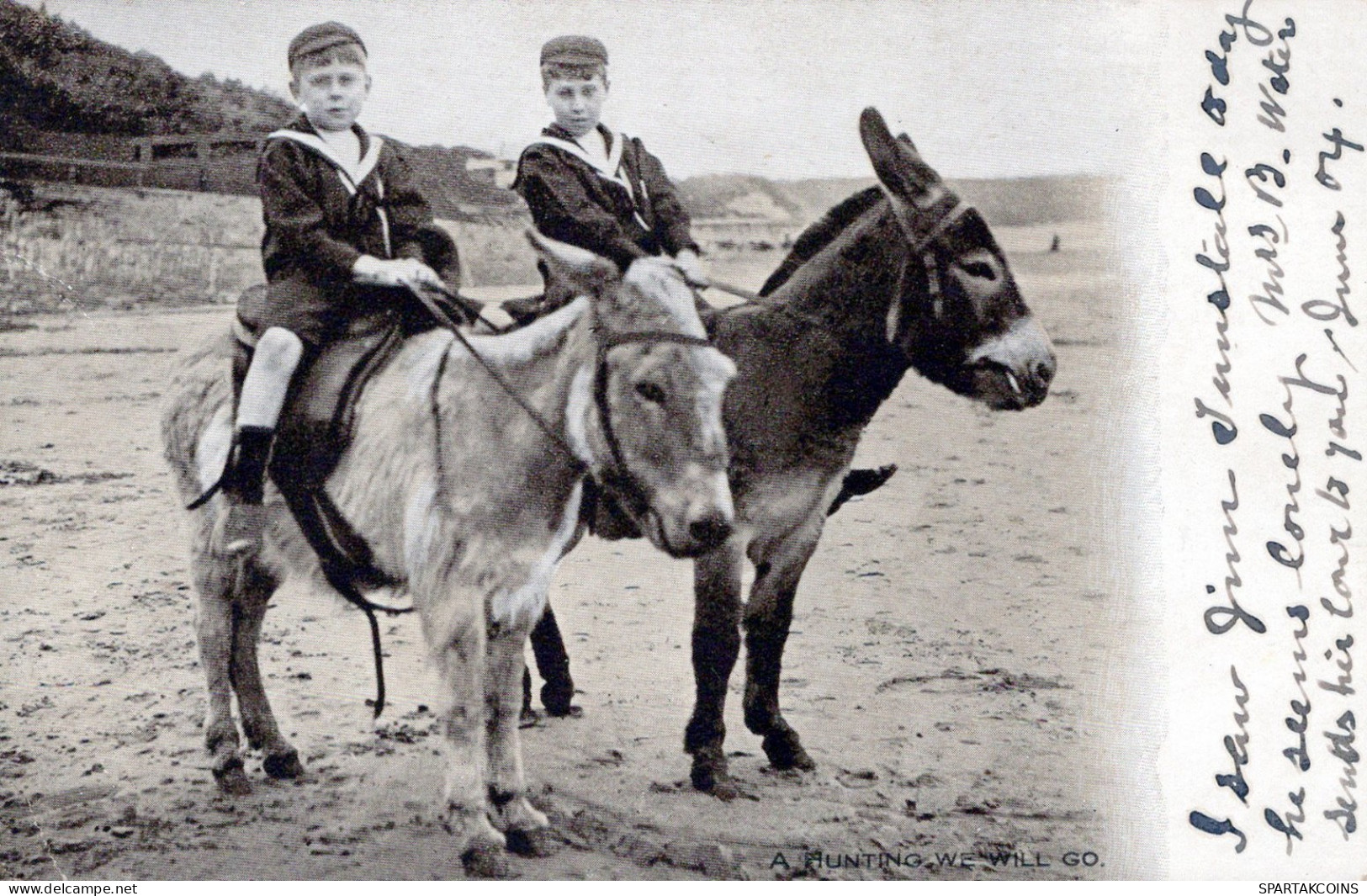 ÂNE Animaux Enfants Vintage Antique CPA Carte Postale #PAA076.FR - Burros