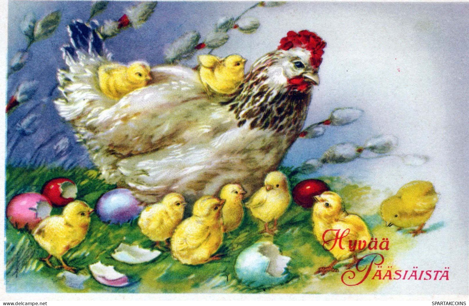 PASQUA POLLO UOVO Vintage Cartolina CPA #PKE381.IT - Easter