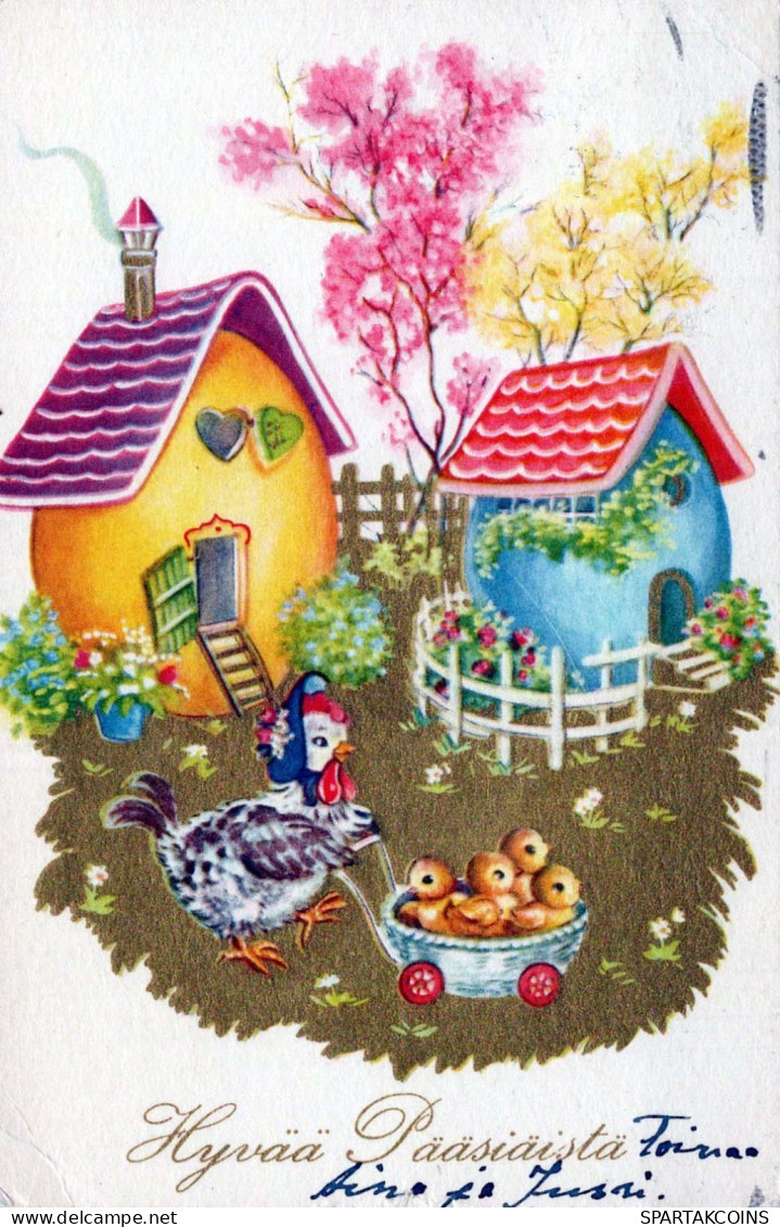 PASQUA POLLO UOVO Vintage Cartolina CPA #PKE192.IT - Pâques