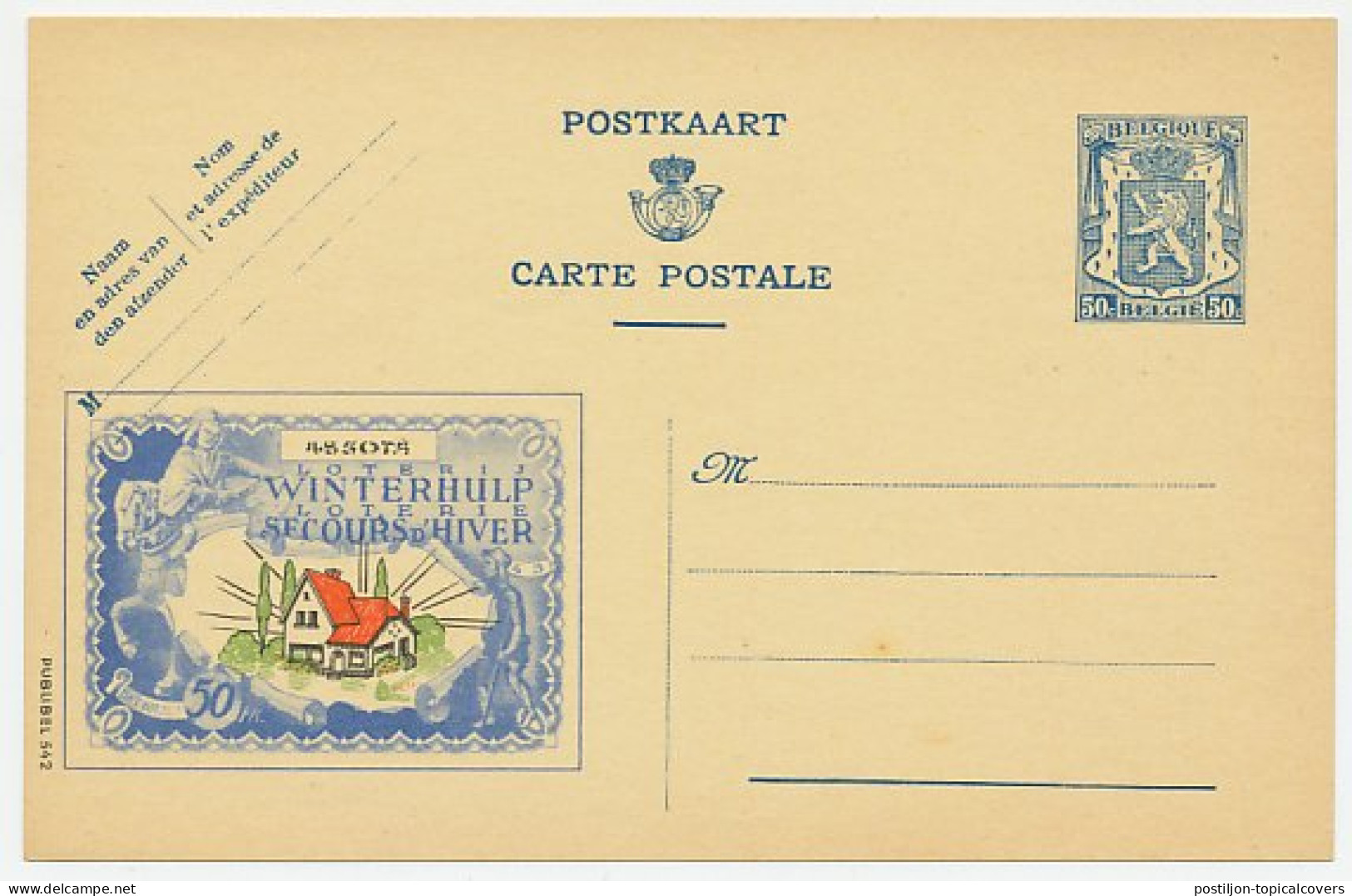 Publibel - Postal Stationery Belgium 1941 Winter Help - Lottery - Non Classificati