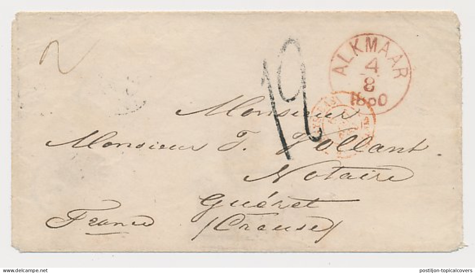 Alkmaar - Frankrijk 1860 - Pays-Bas Par Valenciennes - ...-1852 Voorlopers