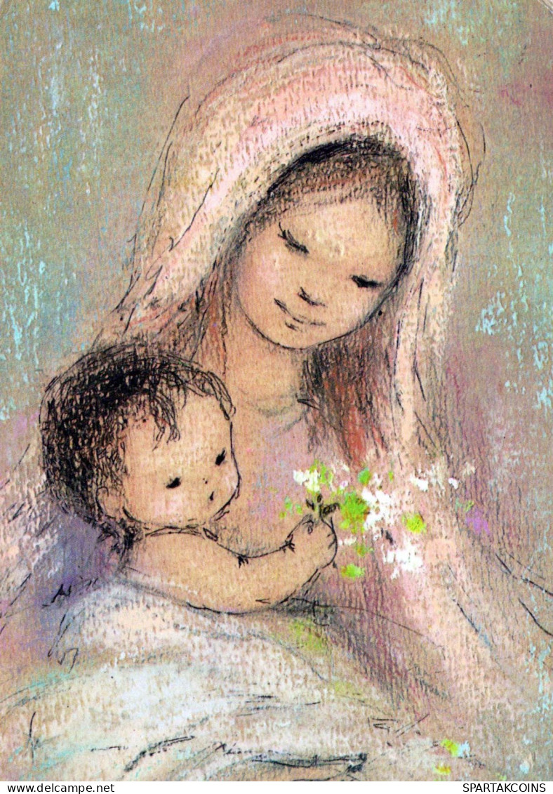 Vergine Maria Madonna Gesù Bambino Natale Religione Vintage Cartolina CPSM #PBP942.IT - Vierge Marie & Madones