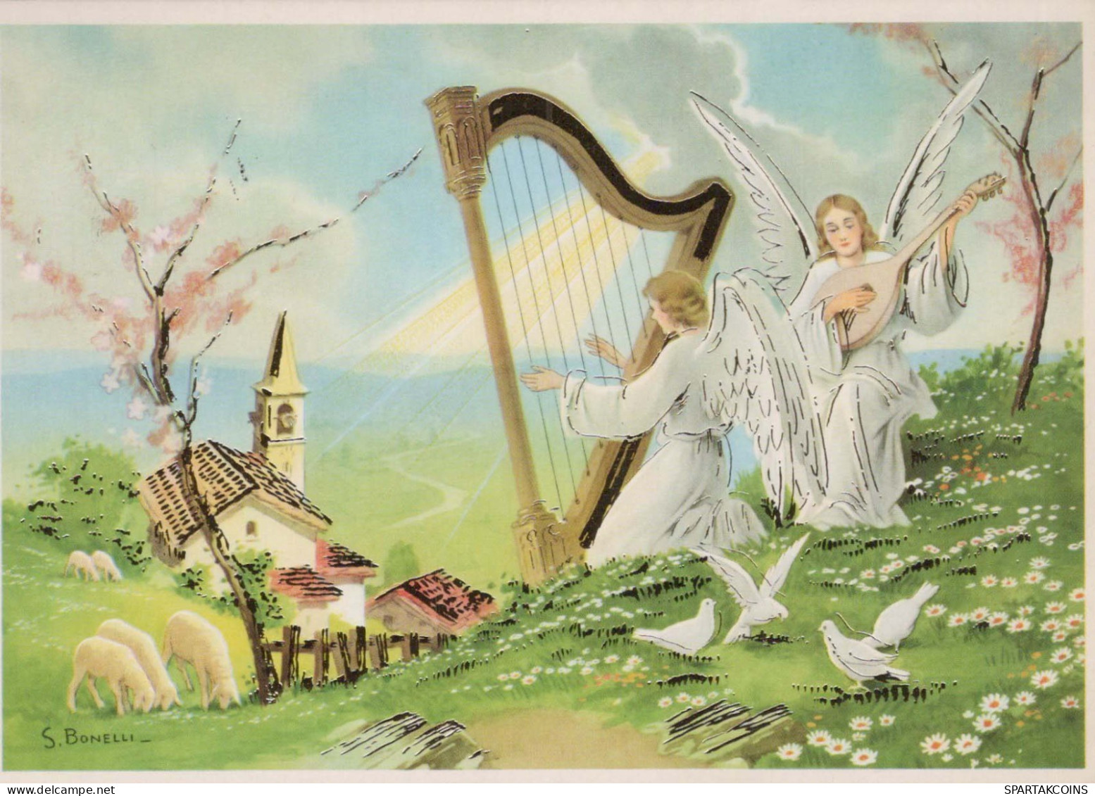 ANGELO Natale Vintage Cartolina CPSM #PBP562.IT - Angels