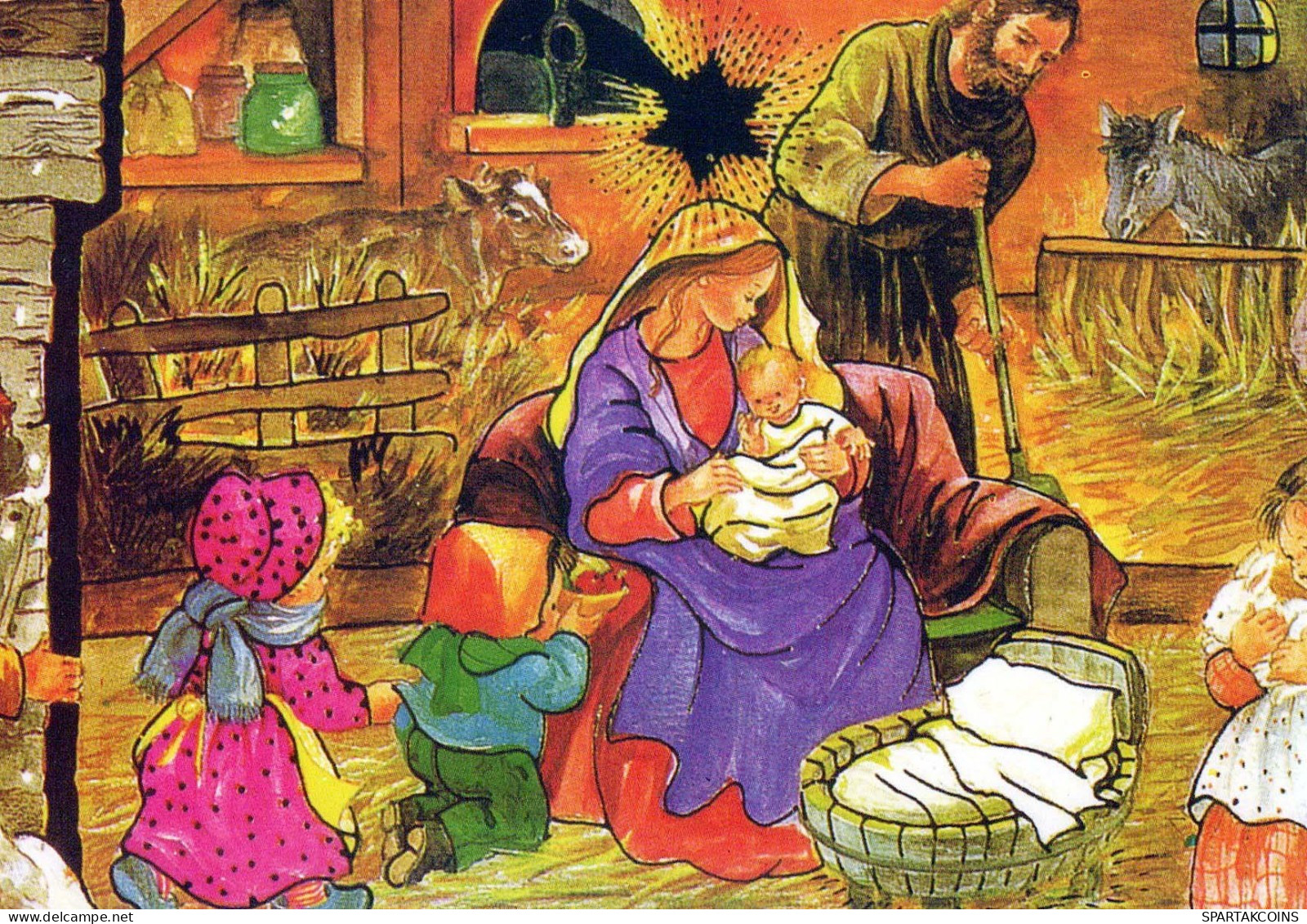 Vergine Maria Madonna Gesù Bambino Natale Religione Vintage Cartolina CPSM #PBP692.IT - Maagd Maria En Madonnas